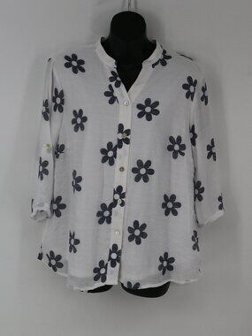 Harper 241 Womens Daisy Floral Print Guazy Button Up Shirt Size Small Lined